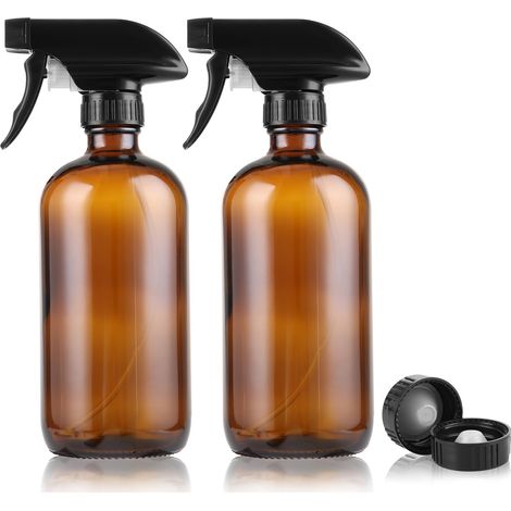 Lot de 2 vaporisateurs de nettoyage en verre ambré réutilisables 500 ml pour le nettoyage des cheveux et du jardin avec gâchette réglable (1/5)