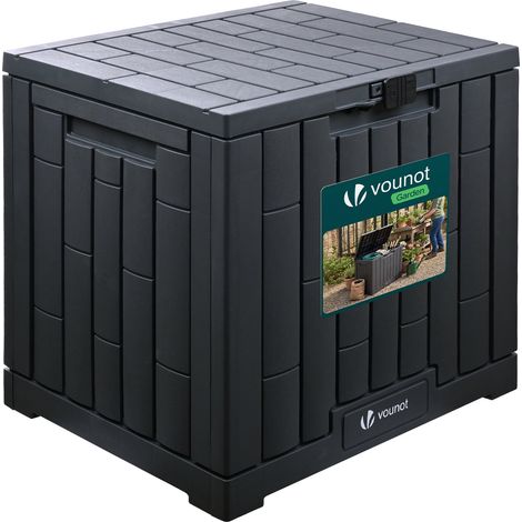 VOUNOT® 126L Gartenbox Aufbewahrungsbox mit integriertem 56 x 44 x 53 cm, Anthrazit (1/5)