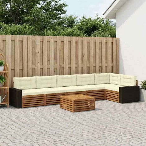 vidaXL Outdoor-Sofagarnitur 7 pcs Natur und Creme 79 x 79 x 37 cm (1/5)
