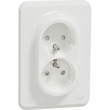 Schneider Electric – Prise double 2P+T à encastrer 1 poste – 16A 250V – bornier à vis – Blanc – pour installation électrique standard (1/3)