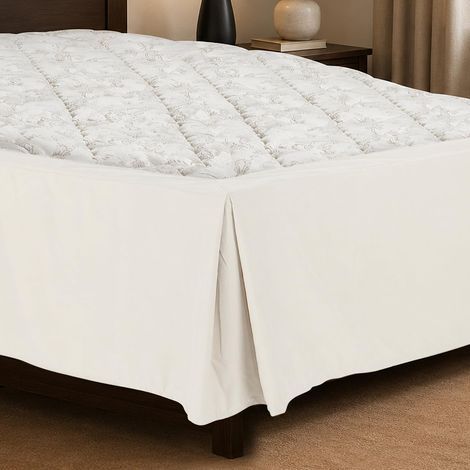 Cache-sommier en microfibre, tour de lit, longueur au sol, protège le cadre de lit et donne un nouveau look (180 cm x 200 cm + chute de 30 cm) (1/5)