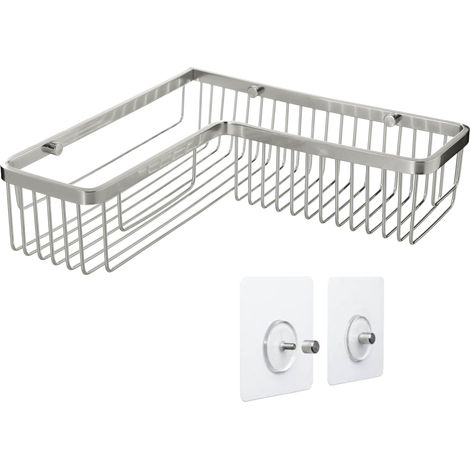 1 - Etagere Salle De Bain - Panier De Douche - Fixation Sans Percage Quick Fix - Aluminium Inoxydable Base Rainurée Pour Gel Et Shampoing Salle D Eau Chromé 30x8,5x30cm (1/3)