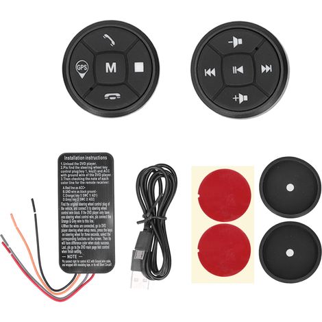 Télécommande universelle Bluetooth sans fil à 10 boutons pour volant avec commandes multimédias, compatible avec les voitures.-AquaForge (1/5)