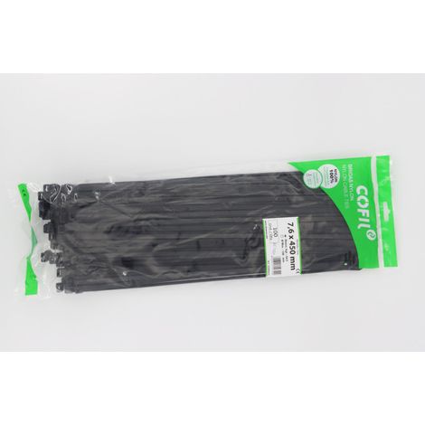 COLLIER NYLON 7.6mm x 450mm NOIR - paquet de 100 (1/2)