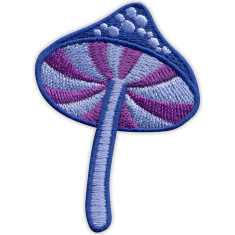 Patchion Zauberpilz – violett und blau – selbstklebende Rückseite – gestickter Aufnäher/Abzeichen/Emblem