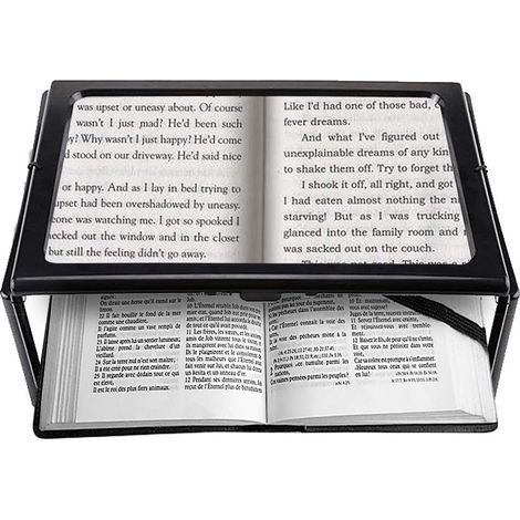 A4 Pleine Page Loupe de Lecture Loupe Sur Pied Rectangulaire Mains Libres avec 4 LED Lampe Lentille de Grossissement 3X pour Lire pour les Personnes âgées Les Aînés et Les Malvoyants de