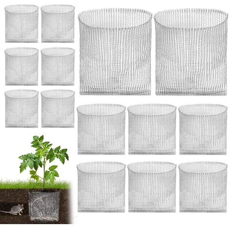 14PCS Panier de Protection des Racines, Panier Anti Campagnol en INOX, Paniers de Plantation Anti-Campagnol, Sac en Maille Métallique, Protection des Racines pour Plantes Fleurs Légumes(3 Tailles) (1/5)