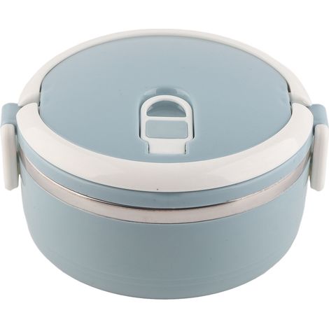 Boîte repas portable en acier inoxydable bleu pour nouilles et riz, récipient alimentaire hermétique (1/5)