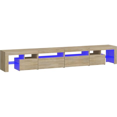 Soporte multimedia para TV estantería para televisión buffet para televisión comedor salón dormitorio con luces LED roble Sonoma 260 x 36,5 x 40 cm marrón 020026776 (1/5)