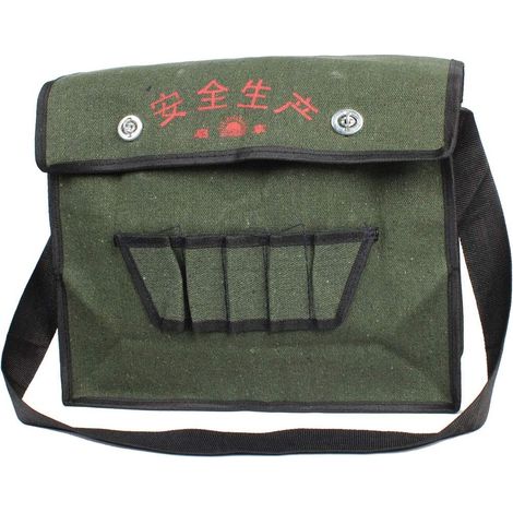 Sac à dos électrique en toile vert armée, pochette protection, 15'' x 13''