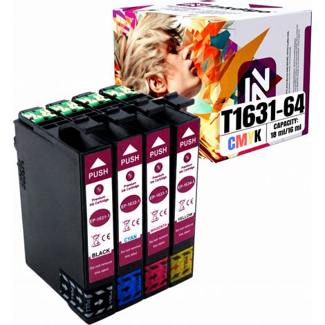 Inkdigo T1631-T1634 Tinte kompatibel mit Epson Stylus SX425 WorkForce 525 TÜV-zertifiziert (1/5)