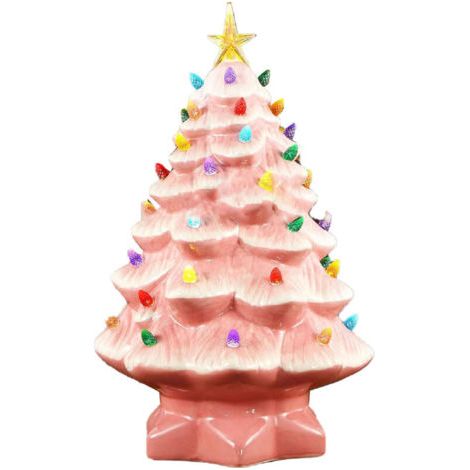 BUNTHAUS Ornement miniature de sapin de Noël en résine colorée de 10 cm, parfait pour décorer une fenêtre ou une terrasse, de couleur rose.