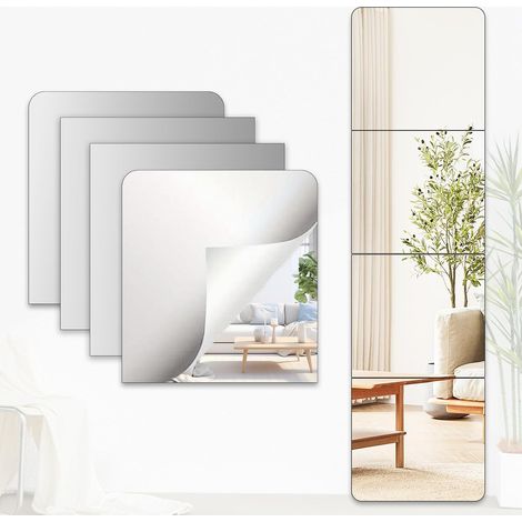 Miroir Mural Adhésif 30 X 30 cm, Miroir Acrylique Incassables Sûr pour Enfants, Grand Miroir Mural Autocollant HD Décoratifs Miroir Adhesif Flexible pour Salle de Bain, Porte, Chambre (1/5)