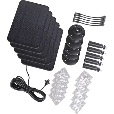 Lot de 5 panneaux solaires robustes pour appareils photo - Batterie 2000 mAh - Fil de 4 m et support flexible - Scintillate d'intérieur (1/5)