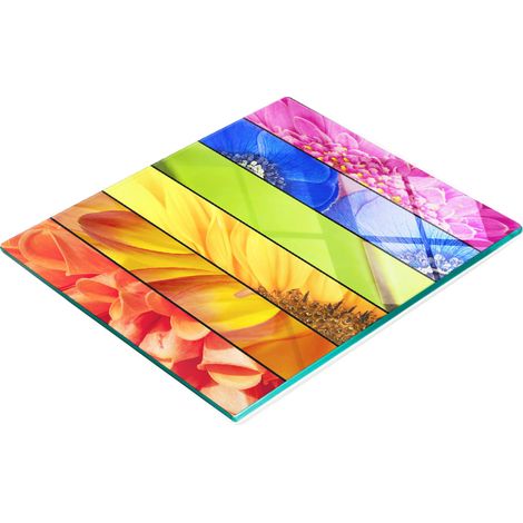 Tabla decorativa de cristal para servir aperitivos con flores de colores, 60x52 cm