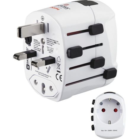 Reiseadapter Hama world travel pro Spannung 100-250 V Leistung 1575 W