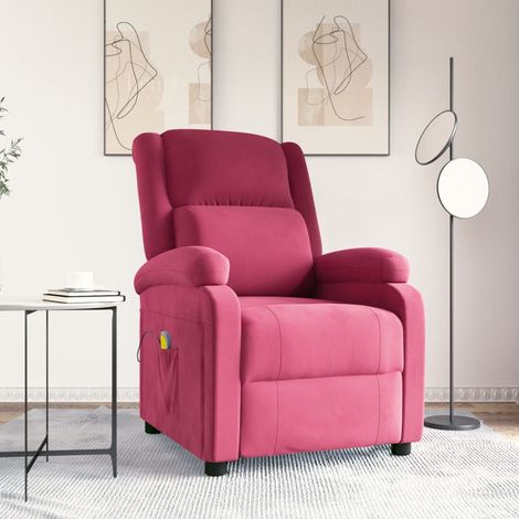 Sillón de masaje de terciopelo rojo tinto vidaXL