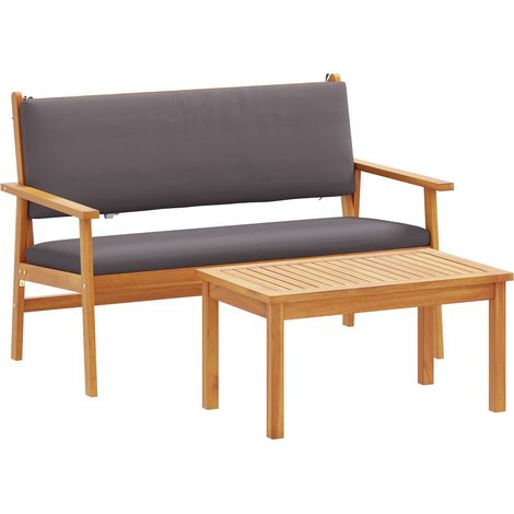 Garden Sofa Set with Cushion 2 pcs Anthracite Solid Acacia Wood vidaXL