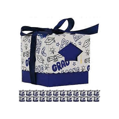 50 Stück Süßigkeitenboxen für Abschlussfeiern, Gastgeschenke, Leckereienboxen, Dekorationen für Abschlussfeiern (Blau) (1/2)