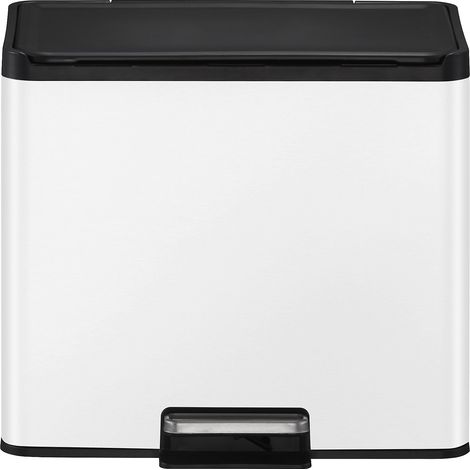 EKO - Poubelle à pédale tri sélectif Essential 2 15+15 litres - Steel Polypropylene - blanc (1/5)