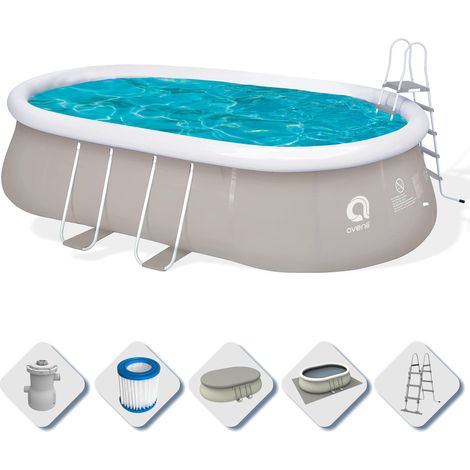 Piscine autoportante Ovale avec Structure, Gris 540x304x106 cm Gris (1/5)
