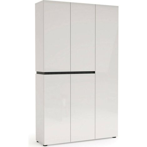 Scarpiera Valletta, Mobile Portascarpe 20 Ripiani, 58 Paia Made in Italy, 34x120x200h cm Bianco Lucido (1/4)