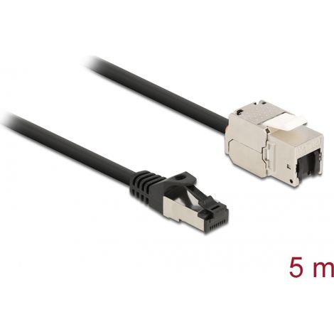 Delock Cable RJ45 macho a MÃ³dulo Keystone RJ45 hembra Cat.6A 5 m negro