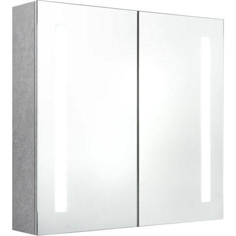 Meubles de Rangement,Armoire de salle de bain à miroir LED Gris béton 62x14x60 cm CFW520311 (1/5)