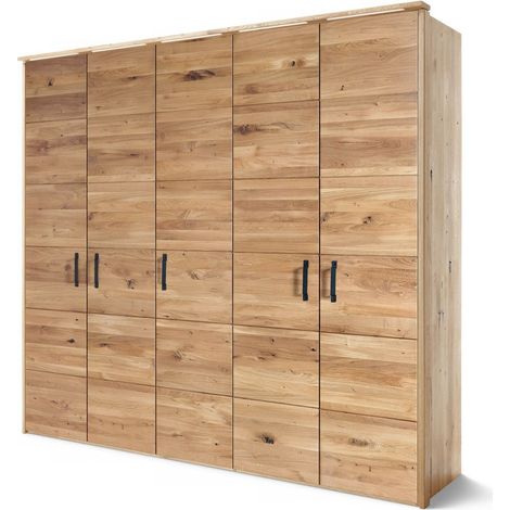 Armadio in legno di Quercia selvatica 242x60x219 Oliato naturale HALMSTAD 100