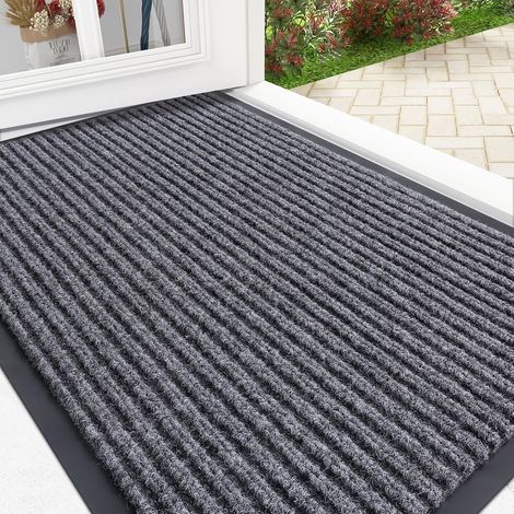Zerbino per interni/esterni, impermeabile e durevole, resistente allo sbiadimento, basso profilo, facile da pulire, per patio, veranda, ingresso, 75 x 44,5 cm, grigio (1/5)
