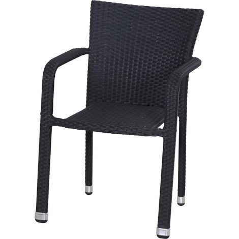 Minas Stapelsessel Gestell Aluminium, Fläche Gardino®-Geflecht schwarz (1/4)