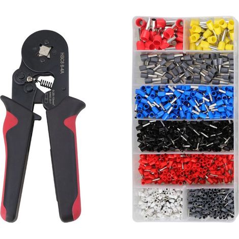 Pince à sertir cosse 0,25–10mm² – 1200 cosses incluses – Outil pour fils cuivre et aluminium – Poignée antidérapante ergonomique (1/5)