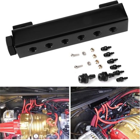 Kit collecteur d'admission à 6 ports avec bloc de dépression, soupape de décharge de carburant, turbocompresseur 1/8NPT pour la compétition (1/5)