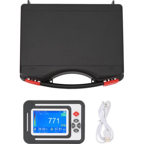 Détecteur de CO2 haute précision température humidité mètre portable dioxyde de carbone avec rappel pour plantation tentes caves à vin blanc (1/5)