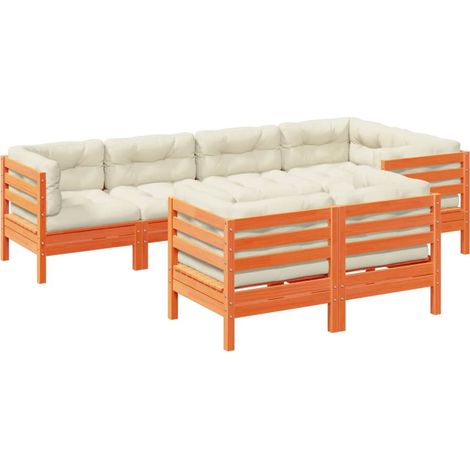 Maison Exclusive - Set de sofás jardín 7 pzas con cojines madera (1/5)