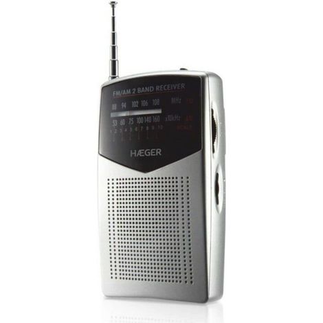 HAEGER Pocket - Tragbares Radio mit Teleskopantenne mit 29 cm, LED-Anzeige de Bedienung, Anschluss de Kopfhöreranschluss