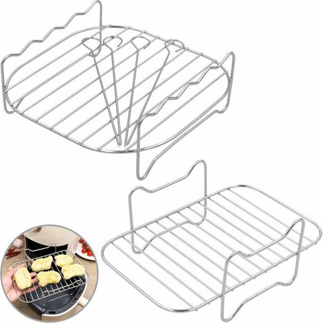 Accessoire Air Fryer, 2 Pièces Grille de Cuisson pour Friteuse à Air, Air Fryer Grille de Cuisson, Réutilisable Aux fours à Micro-Ondes-Carré