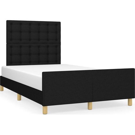 Lit double Lit adulte Cadre de lit sans matelas noir 120x190 cm tissu (1/5)