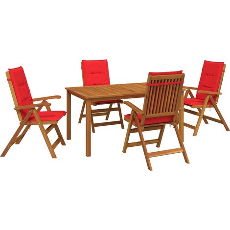 vidaXL Ensemble de salle à manger de jardin 5 pièces Naturel - extérieur aménagement extérieur (1/5)