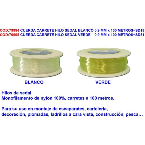 FPLUS cuerda carrete hilo sedal verde 0,9 mm x 100 metros sd51