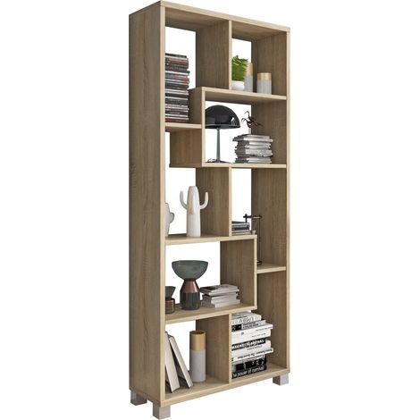 Regal Veniano, Bücherregal Cassetti, 8 Fächer, 68x25x161h cm Braun