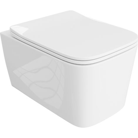 LAVITA Murya WC suspendu  L'abattant de WC à chute lente  WC suspendu sans bord  WC  365x530x365 cm  blanc brillant