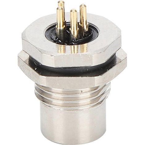 Connecteur traversant M8-F3-S4, fiche M8 à 4 broches, indice de protection IP67, montage arrière, boîtier en laiton nickelé