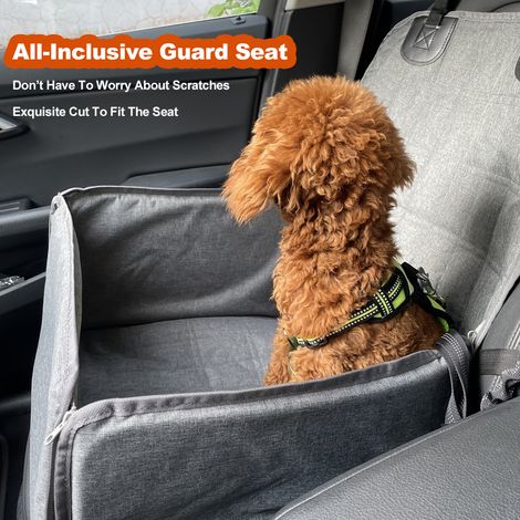 Siège auto pliable pour chiens et chats avec ceinture de sécurité et housse imperméable, compatible avec la plupart des voitures, camions et SUV. (1/2)