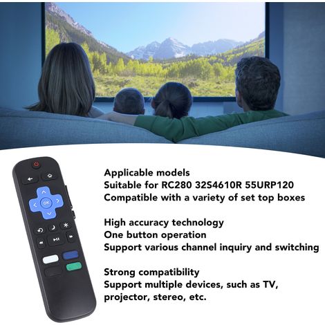 Télécommande TV ergonomique de haute précision compatible avec les décodeurs RC280, 32S4610R et 55URP120 (1/5)