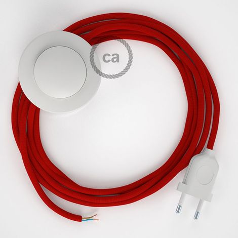 Creative-Cables Câblage pour lampadaire avec câble textile – (3 m, 2x0,75 mm², rouge RM09, fiche et interrupteur blancs) – Design effet soie – Conforme aux standards de sécurité (1/5)