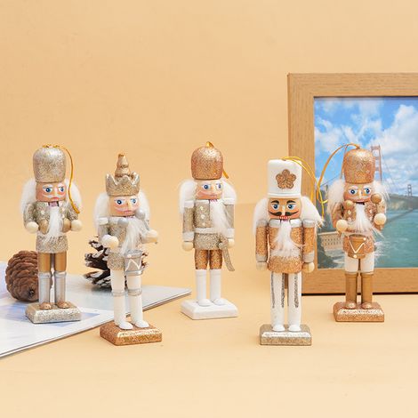 5 Pièces D'ornements De Casse-Noisette De Noël,12cm Soldat Casse-Noisette En Bois Soldat En Bois Peint À La Main Cadeaux De Noël Ornements De Marionnettes Casse-Noisette Figure Statues (1/5)