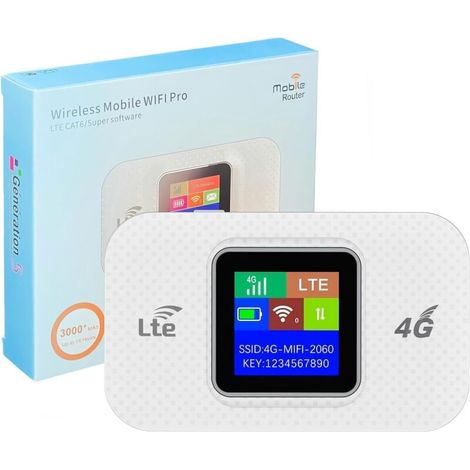 Routeur WiFi,4G/ WiFi Mobile Router Portable Ultraléger 14h Autonomie (3000mAh), WiFi pour 10 appareils, Compatible avec Tous Les opérateurs, Sécurité WPA2, Idéal pour Les Voyages et Le t (1/5)