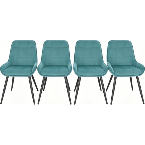 CHICFURN Sillas de comedor pack de 4 terciopelo turquesa asiento 38x43 cm metal negro (1/5)