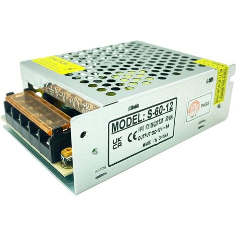12V 5A 60W Power Supply Transformer with Short Circuit and Overload Protection for Industrial Automation, LED Lighting, and Monitoring (AC220V to DC12V) (1/5)